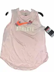 NWT Nike Girls Running Tank Top Size Large, Peach, Athletic, Floral