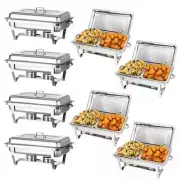 8QT Stainless Steel Rectangle Chafing Dish Set, Silver Food Warmer with 1/2 Pan