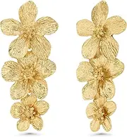 Gold Large Chunky Flower Statement Earrings for Women by SNGIA, Summer Beach Floral Handmade Drop Jewelry, Maximalist Wedding Date Birthday Gift, Bold Exaggerated Textured Dangle Trendy Ribbed