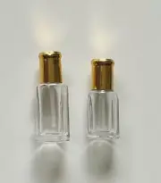 one Empty 6ml/12ml Refillable Glass Attar Perfume Bottle(Stick/Roll) W/Gold Cap