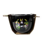 Batman Mug Cup Ramen Bowl 20oz Black w Chopsticks Set Joker Two Face Riddler NEW