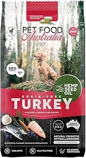 Pet Food Australia Adult, Turkey & Hemp Seed Oil, Grain Free Recipe, Dry Dog Food, 20kg
