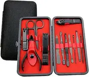 Vajin Manicure Set Professional Nail Clippers Stainless Steel Nail Scissors Grooming Kit Manicure Set Grooming Kit for Men Women Hand & Nail Care with Black Leather Travel Case