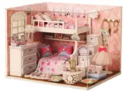 Flever Dollhouse Miniature DIY House Kit with Furniture and Glass Cover