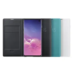 【SAMSUNG 三星】原廠Galaxy S10 G973專用 LED皮革翻頁式皮套(再送S10智能背蓋)