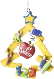 A+ Teacher Christmas Tree Shaped Ruler Pencil Star Christmas Tree Ornament