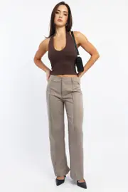 Beige Smart Pants High Rise - Size 6XXS, Women's Work Pant