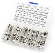 AIMALL 100PCS 5 x 20mm Fast Quick Blow Glass Tube Fuse Assortment Box Kit Fast-Blow, 0.2A-20A Assorted Fast-Acting Fuses