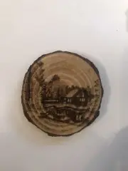 2.5” Hand Burned Pyrography Magnet -Original Composition “Somewhere Out There”