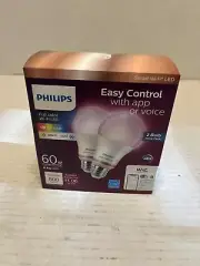 4- 2PK Philips Wiz LED Light Wi-Fi Smart Bulbs Full Color Dimmable 60W 800 Lumen