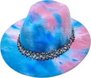 [VPbao] Men's Unisex Fedora Warm Winter Hats with Pearls Band, Women's Felt Wool Wider Brim 1920s Costume Hat