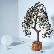 Black Tourmaline Crystal Tree of Life, Healing Crystal Stone, Crystal Decor