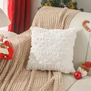 45*45cm White Snowflake Decorative Throw Cushion Cover Pillow Cover Pillow Case for Sofa Couch Bed Chair Living Room Bedroom