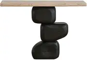 Hallway Table Solid Wood Console Table Entryway Decorative Table Black Stone Shape Style Entry Table Narrow Sofa Table Console Tables for Hallway Slim