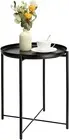 Metal Black Side Table for Small Spaces Outdoor Patio Table round Metal Coffee T