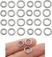 300pcs Mix 8mm 9mm 10mm Stainless Steel Thick Strong Rings Jump Rings Connector Rings for Jewelry Making Necklaces Bracelet Earrings Keychain DIY Craft (M536)