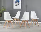 Foret Padded Retro Replica Four Dining Chairs Cafe Kitchen Beech Cafe White