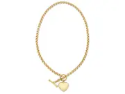 9kt Yellow Gold Silver Infused Belcher Heart FOB Necklace