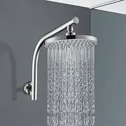 ACA International 8'' High Pressure Round Rain Shower Head Set Wall Mounted Shower Head Gooseneck Shower Arm Set Bathroom 304 Stainless Steel WELS (Polished Chrome)