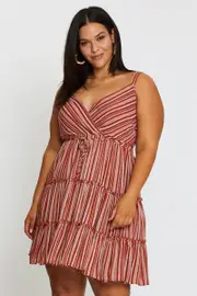 Geo Print Skater Dress V-neck Sleeveless Tie