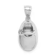 14k White Gold White Polished 3D Baby Shoe Pendant