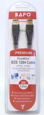 BAFO Premium IEEE 1394 Firewire / Sony i.LINK Cable 3FT 6/6 6 Pin To 6 Pin