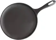 10.5-Inch Cast Iron Comal Griddle Pan with a Long Handle, Preseasoned with Flaxs