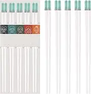 5 Pairs Fiberglass Chopsticks-Reusable Chopsticks Dishwasher Safe, 9.57 inch/24.3cm Matte Non-Slip Family/ Hotel/ Restaurant Chop Sticks, Gift Set Chop Sticks, Clear- Green-Clear