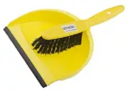 4x RS Pro DUST PAN & BRUSH SETS Soft Bristles, Rubber Lip, Hanging Hook YELLOW