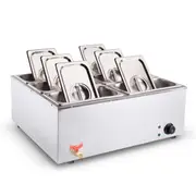 SOGA Stainless Steel 6 X 1/3 GN Pan Electric Bain-Marie Food Warmer with Lid