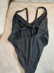 NEW! ASOS DesignFuller Bust Strappy Loop Low Back Swimsuit in Black Size 10 DD/E