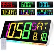 Large Digital Wall Clock Large Display 11 13.5in 11 Colors with Night Light