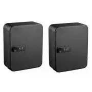 AdirOffice Safe Lock Box Key Cabinet 30-Key w/ Combination Lock, Black (2-Pack)