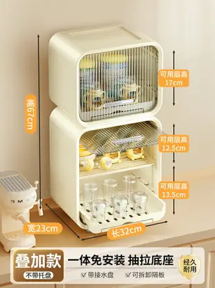 水杯收納箱 杯子收納盒 廚房收納盒 奶瓶收納箱盒寶寶餐具碗筷杯子瀝水置物架防塵兒童輔食收納櫃『ZW6732』