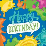 Paint Splatter "Happy Birthday" Napkins, 48 ct