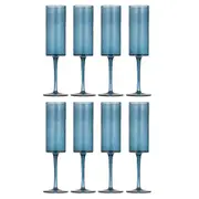 2x 4pc Ladelle Flynn Champagne/Flute Glass Stemware Drinkware 24.5x5cm Blue