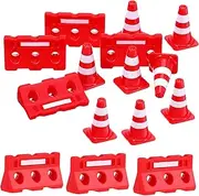 Abaodam 24pcs Mini Traffic Hats Road Signs Playset for Includes Road Cones Roadblock Fences Teaching Tools for Traffic Knowledge Symbol Recognition