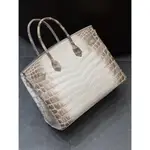 老佛爺 專櫃正品 愛瑪仕 HERMES BIRKIN 35 喜馬拉雅 銀扣 霧面鱷魚皮凱莉包 鎖扣包 手提包 托特包