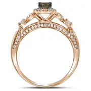 14k Rose Gold Round Brown Diamond Solitaire Bridal Engagement Ring 3/4 Cttw