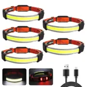 1-5x LED Headlamp USB Rechargeable Headlight Torch Work Light Bar Head Band Lamp