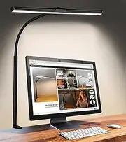ACNCTOP LED Desk Lamp for Office Home - Eye-Caring Architect Task Lamp 25 Lighting Modes Adjustable Flexible Gooseneck Clamp Light for Workbench Drafting Reading Study (Black)