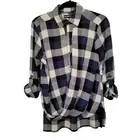 Blank NYC Cross Front Buffalo Plaid Button Down Cross Front Top NWT Size XS