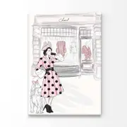 Pink Lady With Her Dog Fashion Print 100% Australian Made 100x150cm (Stretched Canvas)