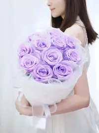 在飛比找友和YOHO優惠-11朵玫瑰保鮮花(永生花)花束 -紫色