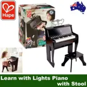 HAPE E0629 Learn with Lights Black Piano 25 Keys with Stool Musical 3 Years +