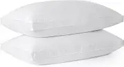 Goose Feathers Down Pillows, Pillows King Size Set of 2, Organic Cotton Cover,Gusseted Hotel Collection Bed Pillow for Back, Stomach or Side Sleepers