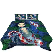 Japanese Garden Lily Pads and Koi Pond Mermaid Coverlet