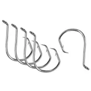 10Pcs 1/0# Fishing Circle Hooks Carbon Steel Offset Hooks w Barbs Black