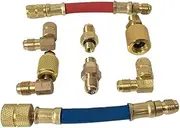 Mikinona 8-in-1 Refrigeration Adapter Hose Set Universal Quick Remover for Vehicle A/c Conversion