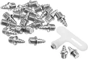 [uxcell] 1/4 Inch Steel Track Spikes, 20 Pack Long Track Sports Shoes Replacement Spikes with Spike Wrench for Long Jumping Running, Silver Tone